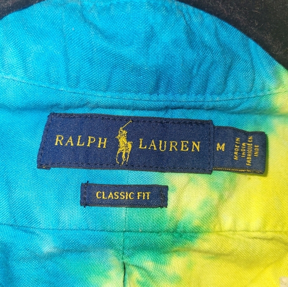 Ralph Lauren Tie-Dye Men's Short Sleeve Shirt Size Medium Bright Colorful - Picture 6 of 8